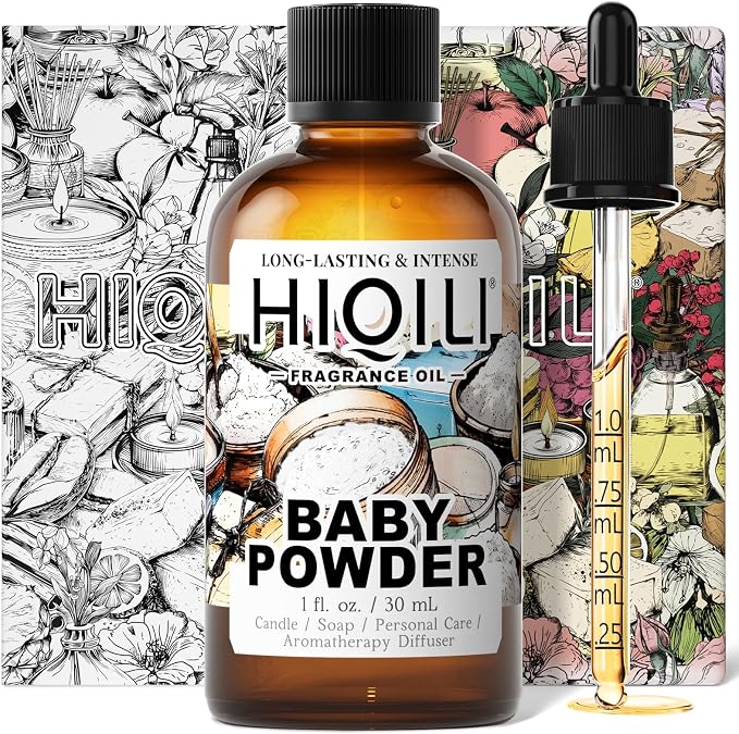 HIQILI Baby Powder Fragrance Oil丨1 Fl Oz | for Body Oils, Laundry Detergent, Soap, Perfumes & Candle Making, and Home Diffusers Use