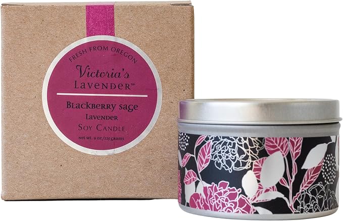 BlackBerry Sage Lavender Luxury Scented Candles for Home - Made in The USA, Relaxing Candles with Essential Oil, Soy Wax Aromatherapy, Aesthetic & Romantic Design for Home by Victoria's Lavender