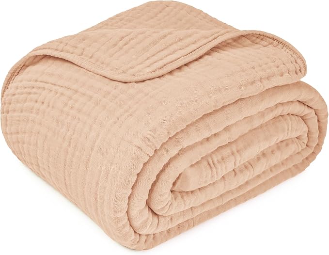Comfy Cubs Adult Muslin Blanket 50x60” Throw Swaddle Blankets, Cream | 6 Layer Soft, Breathable & Lightweight Muslin Adult Blanket - Machine Washable & Designed in the US Bedding for All Seasons
