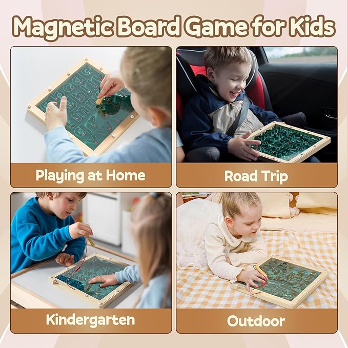 TOP BRIGHT Magnetic Letter Board - Alphabet Learning Montessori Toys, ABC Tracing Board with Magnetic Pen, Writing Practice for Toddlers, Learning Education Toys for 3 4 5 Years Old Preschool Kids