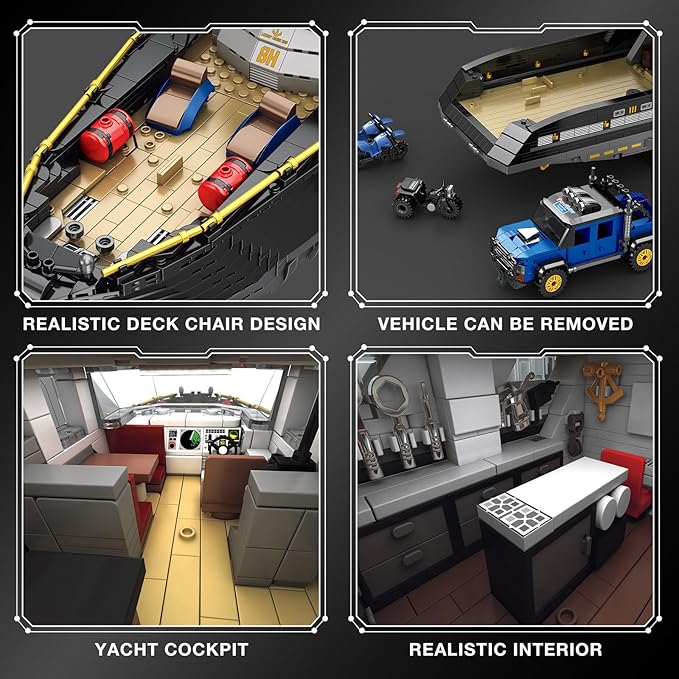 Luxury Yacht Building Block Set for Adult 66103, Cruise Ship Building Toy Boat Model Kit, Yacht Collectible Display Decorations Gift for Adult Boys Girls Kids 14+ (4421PCS)