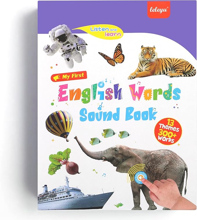 English Words Sound Book -Total 300+ Words, 13 Themes, Interactive Audio Sound Books for Toddlers, Autism Sensory Games, Early Educational Gifts, Birthday Gift for Toddlers Kids Age 3 4 5 6