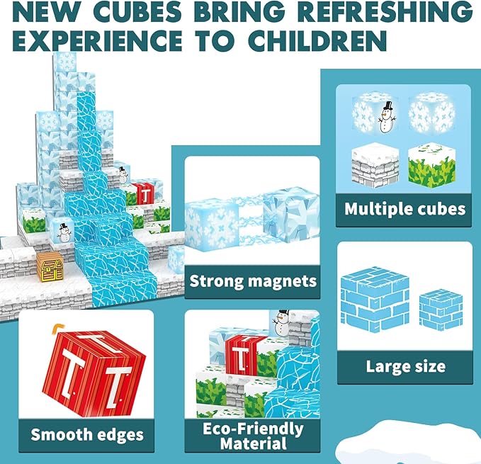 Magnetic Building Blocks for Kids, Toys for Boys & Girls Ages 3-5 6-8 8-12. STEM Learning, Montessori, Fidget, Sensory Cubes, Magnet Tiles Block Gifts for Toddler 3+ Year Old