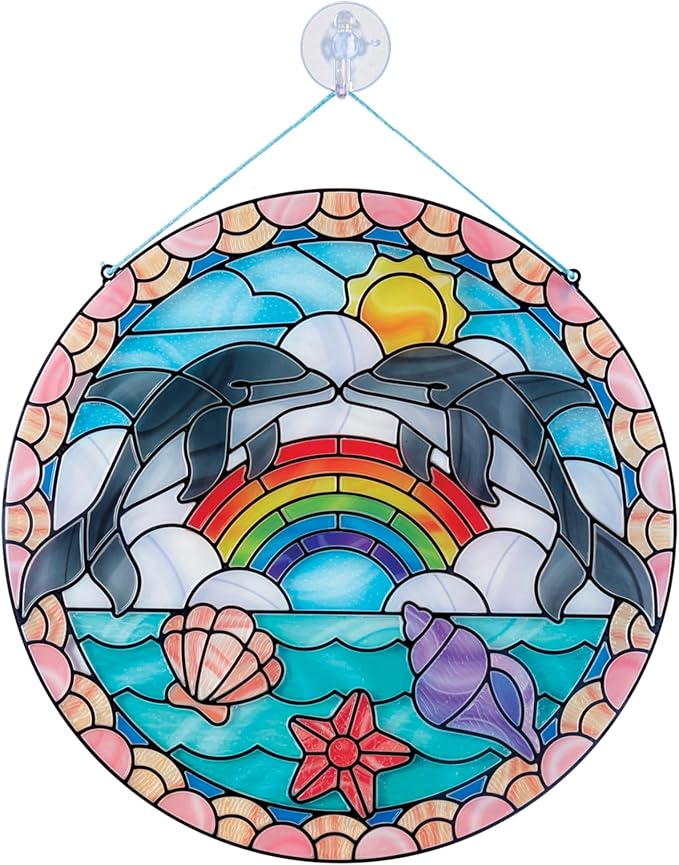 Melissa & Doug Stained Glass Made Easy Craft Kit: Dolphins - 180+ Stickers
