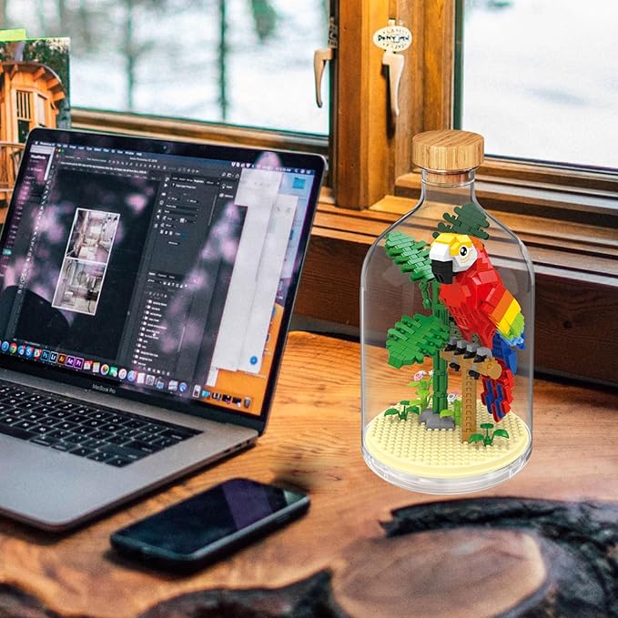 Creative Parrot Toy Building Set,Adult Mini Animal Friend Set,Party Favors Gift for Kids,Animals Lovers Home Decor Birds Building Block,New Year Easter Birthday Gift for Boys Girls(Parrot)