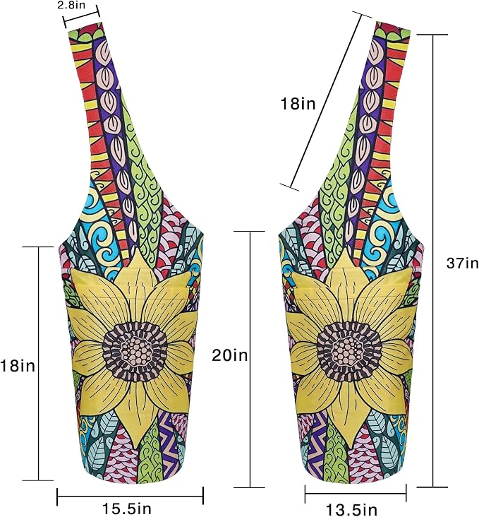 Yoga Mat Bag - Long Tote with Pockets - Holds More Yoga Accessories - Yoga Bag Fit Most Size Mats - Yoga Mat Carrier