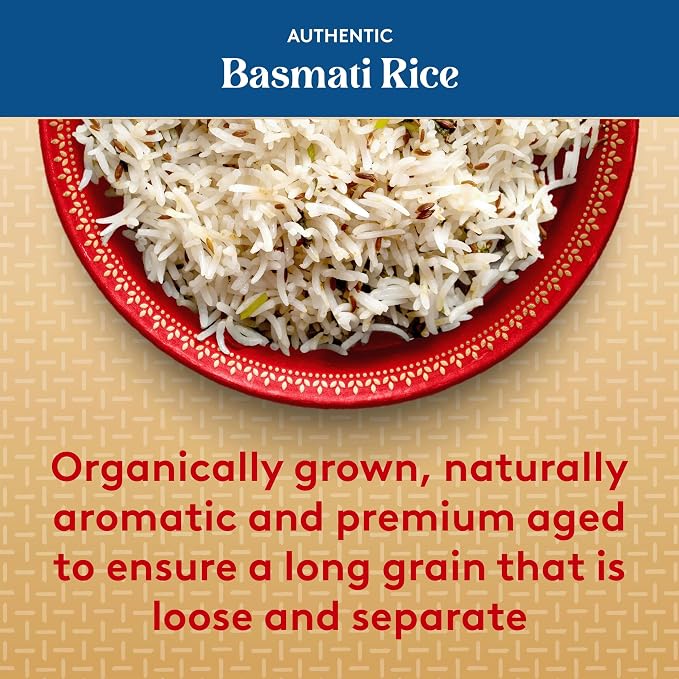 Royal Organic Basmati Rice - Long Grain White Rice - 2 lb Bag - Perfect for Biryanis, Pilafs & Curries - Cook on Stove Top (Pack of 4)