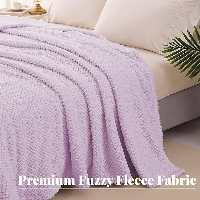 Whale Flotilla Extra Large Soft Fleece Throw Blanket for Couch | 50x70 Inch, Lilac, Suitable for Sofa Chair Bed, Fluffy Fuzzy Jacquard Blankets for All Season, Lightweight and Cozy