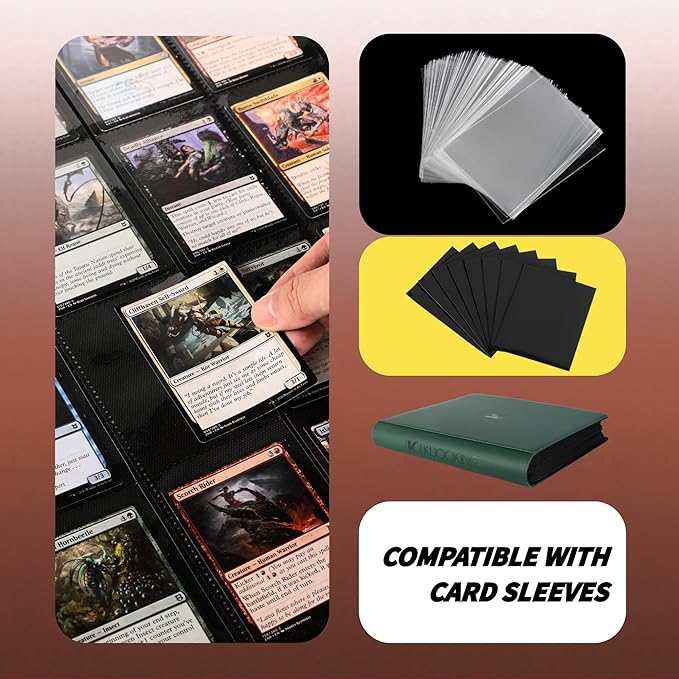 2000 Pockets Trading Card Binder, 20-Pocket Card Ablum Compatible with MTG,Sports Cards & Other Standard Size Trading Card (GREEN)