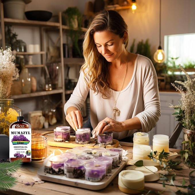 Lilac Essential Oil, Lilac Oil 8 Fl Oz 240ML for Diffuser Humidifier Yoga Cleaning DIY Candle Soap Making MUMAZYL Essential Oils