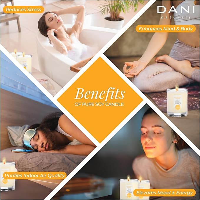 DANI Naturals Grapefruit Ginger 100% Soy Wax Candle, Non-Toxic, 7.5oz | Vegan,soy wax candle,Clean-burning with organic cotton wick,Energizing grapefruit ginger scent,Made in USA