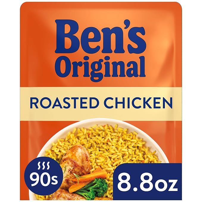 BEN'S ORIGINAL Ready Rice Roasted Chicken Flavored Rice, Easy Dinner Side, 8.8 OZ Pouch (Pack of 6)