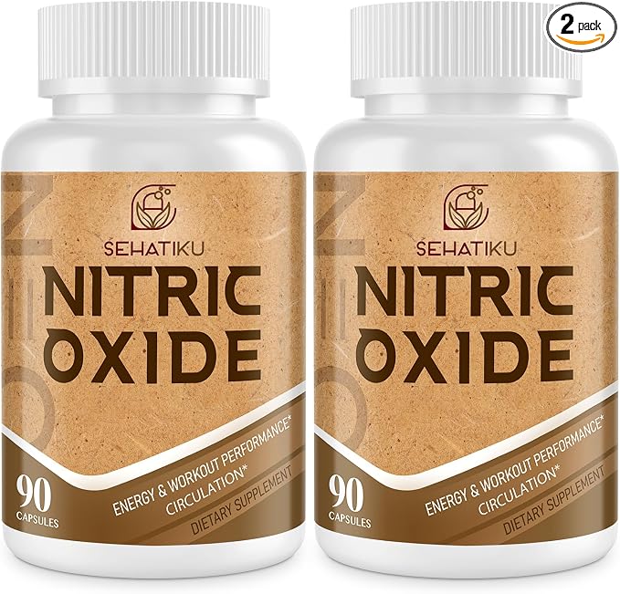 SehatiKu Nitric Oxide Supplement, Nitric Oxide Booster & 6-in-1 Phytonutrient Blend for Heart, Flow, Immune - 90 Capsules (2 Bottle)