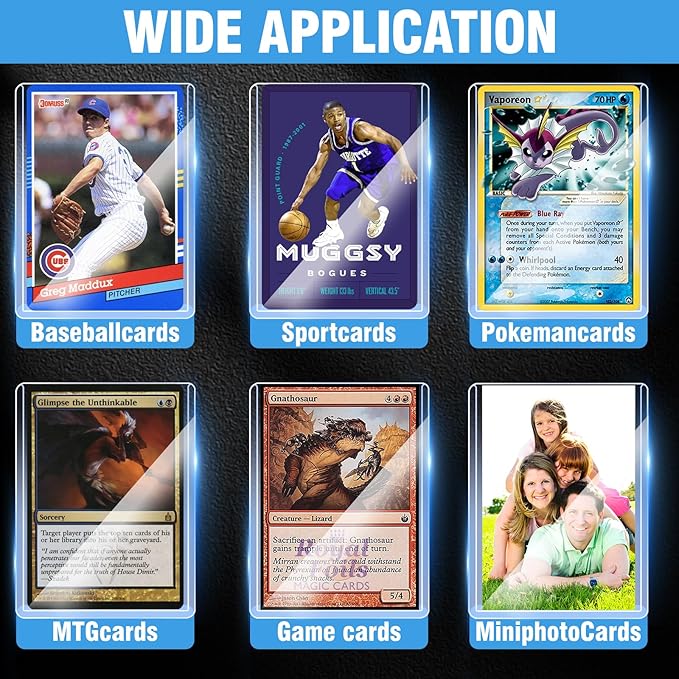 100 Topload Card Holder and 100 Soft Sleeves, JIQEZNL 35pt Topload Hard Card Protectors, 3" x 4" Card Sleeves Hard Plastic, Rigid Toploading Hard Card Case for Collectible Trading Cards