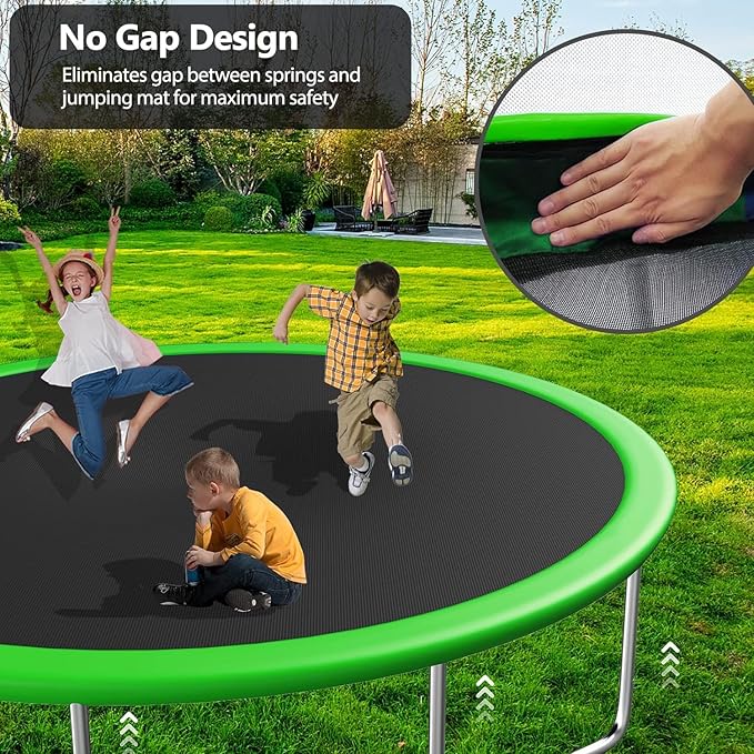 Lyromix 12FT 14FT Trampoline with Slide and Swings, ASTM Approved Outdoor Trampoline with Basketball Hoop and Ladder, Capacity for 5-7 Kids and Adults