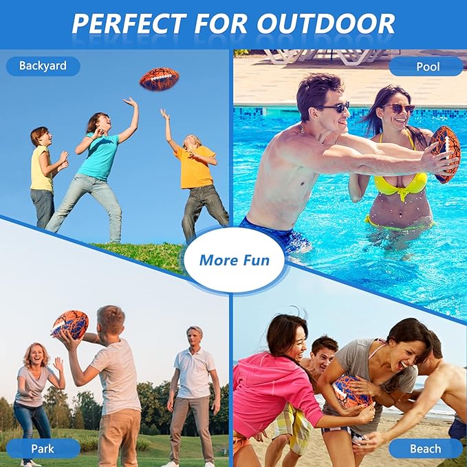 Jasonwell Pool Beach Water Football - Strong Grip Waterproof Soft Football for All-Weather Play Pool Toys Beach Games Backyard Outdoor Sports Toy Christmas Birthday Gifts for Kids Boys Teens Adults