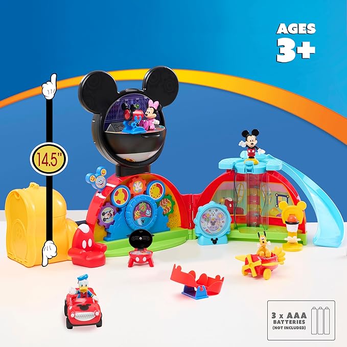 Disney Jr. Mickey Mouse Deluxe Clubhouse Playset,16-Piece Playset with Interactive Lights, Sounds & Elevator, Includes Mickey, Minnie & Donald Figures, Ages 3 and Up