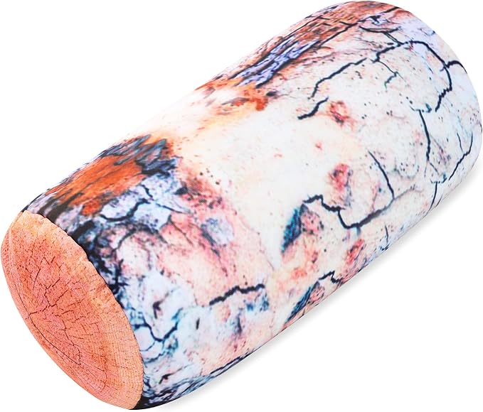Microbead Log Roll Pillow - Bolster Tube Pillow Cushion Perfect Therapy Pillow - Airy Squishy Soft Bead Bag Bed Room Decoration, Neck Pillow Back Head Body Support, 15% - 14" X 8", Platanus Log