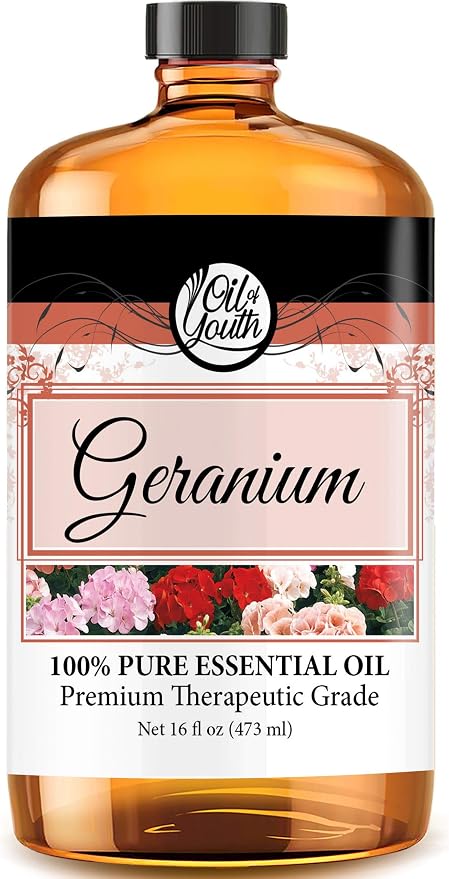 Oil of Youth Essential Oils 16 fl oz – Geranium Essential Oil for Diffuser & Aromatherapy