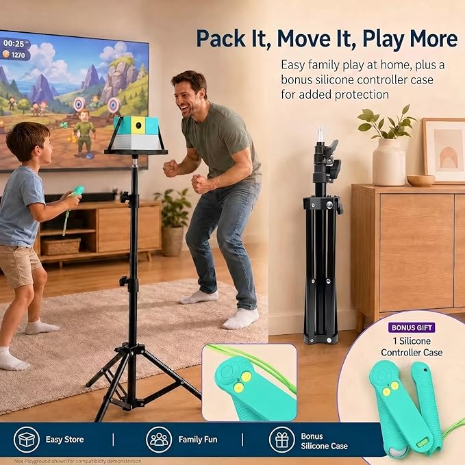 Interactive Projector for Kids Stand Compatible with Nex Playground, Heavy-Duty Metal Stand and Tray, Scratch-Resistant Matte Finish, Includes Silicone Controller Case