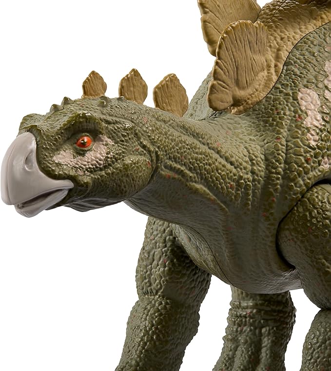 Mattel Jurassic World Wild Roar Dinosaur Toy with Sound & Attack Move, Hesperosaurus Posable Action Figure Includes Digital Play, 11 inches Long