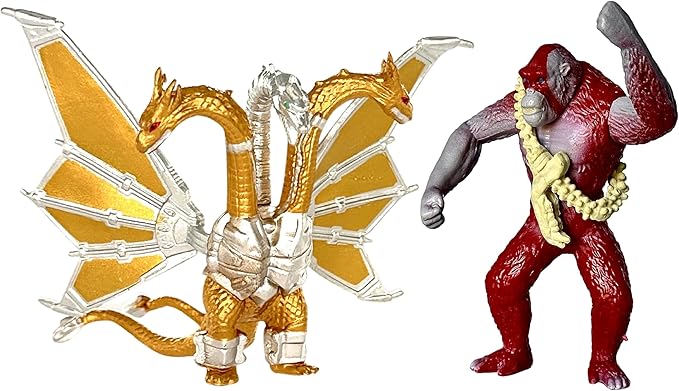 TwCare Set of 23 Monster x Kong: The New Empire,Mini Dinosaur Dragon Toys Action Figures, Evolved Basic Exquisite Battle Roar B.E.A.S.T. Glove Shimo Frost Bite Mecha King Ghidorah Cake Toppers Pack
