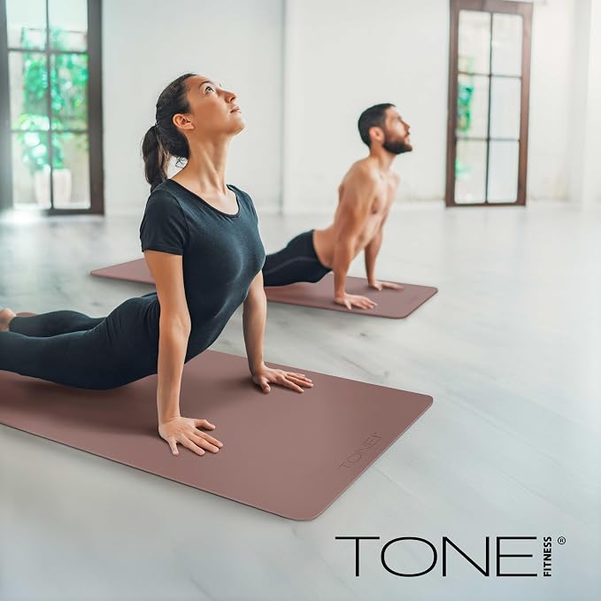 TONE Fitness Yoga Mat 1/4" Thick Non Slip Exercise & Pilates Mat for Home Workouts with Carrying Strap | Multiple Options