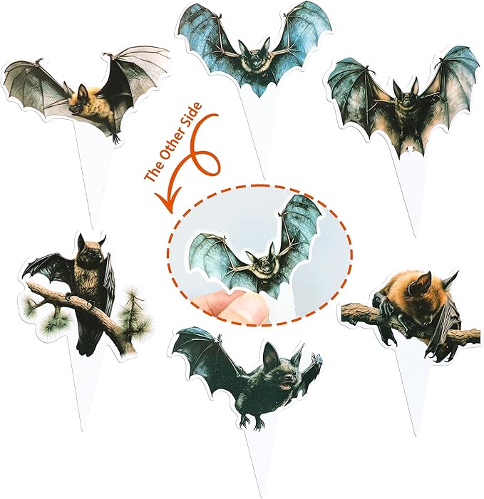 Gyufise 36Pcs Halloween Bat Cupcake Toppers Bat Cake Picks Halloween Horror Bat Cupcake Decors for Halloween Theme Baby Shower Party Cake Decoration Supplies