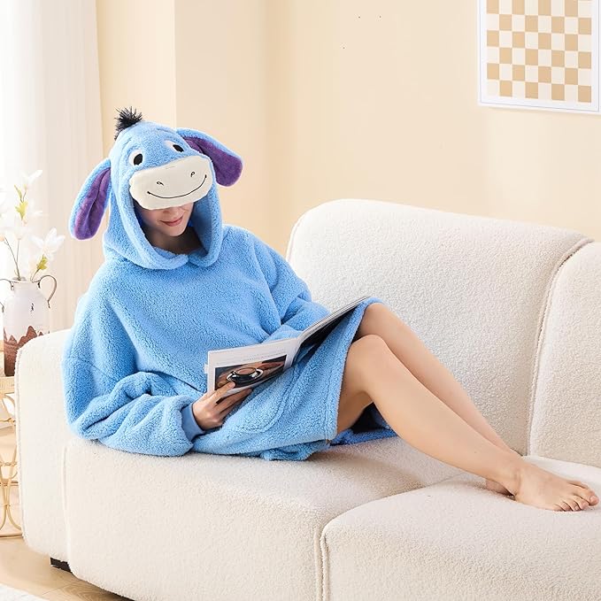 NEWCOSPLAY Wearable Blanket Hoodie Sherpa Hoodie Blanket for Women Men Warm Oversized Sweatshirt with Pockets