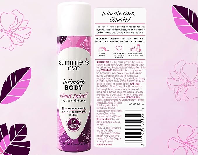 Feminine Deodorant Spray Island Splash 2 oz (Pack of 7)