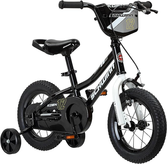 Schwinn Elm and Koen Bike or Balance Bike, 12-18 Inch Bike for Kids Ages 2-13, Black, Blue, Red, Teal, Pink or Purple, SmartStart Ergonomic Design, Adjustable Seat Grows with Child, Training Bicycle