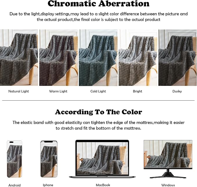 NEWCOSPLAY 3D Waffle Checkered Flannel Queen Blanket, Dark Grey, 90"x90" | Super Soft Cute Lightweight Decorative Premium Silky Fleece Blanket for Couch Sofa Bed, Gift for Women Men, All Season Use