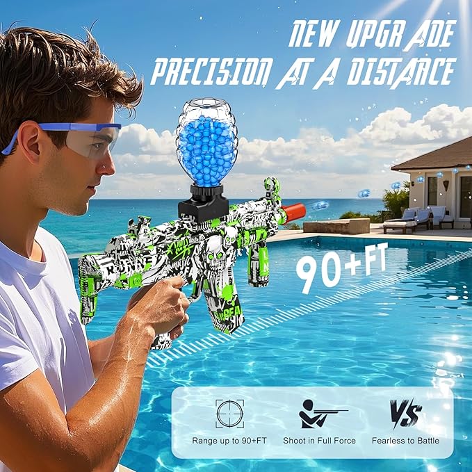 Anstoy Gel Ball Blaster, Splat Gun Toy Automatic Activities-Shooting Team Game, Christmas, Halloween, Birthday Gifts for Ages 14+ (Green)