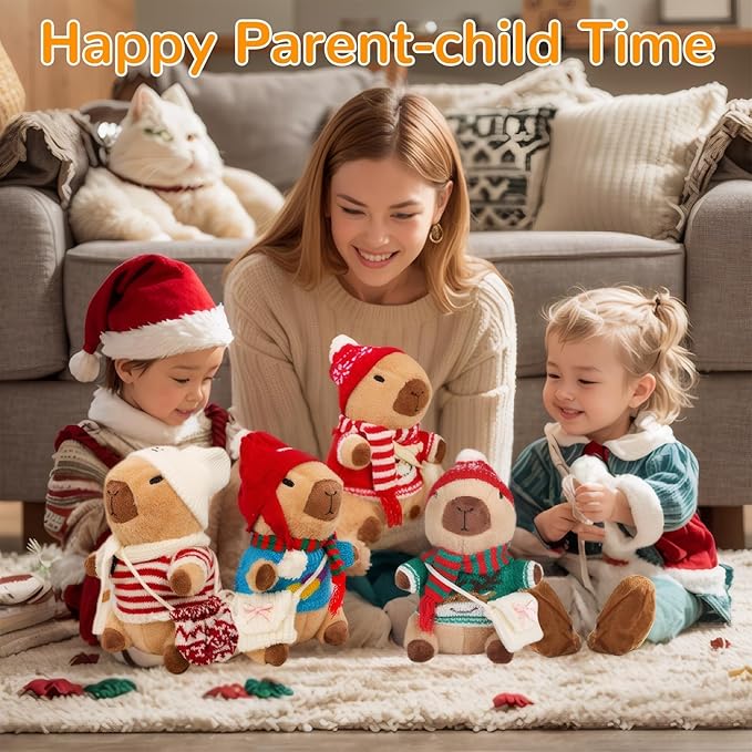 Capybara Plush with 10 Pcs Clothes & Accessories,Christmas Stuffed Animals, 10.2 in Cute Capybara Plush Toys,Birthday Gifts&Dress Up Cute Plushies for Boys/Girls (Daily)