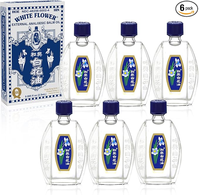 White Flower External Analgesic Balm Oil 2.5ml/ 0.085fl Oz, Authentic US Import (6 Pack)