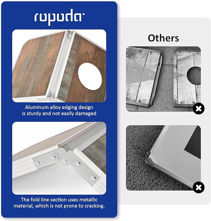 ROPODA Portable Cornhole Board Set,24x16 / 30×20in Corn Hole Games for Adults with 8 Bean Bags, Lightweight Aluminum Alloy Edging Cornhole Set for Outdoor Games, Beach and Tailgates
