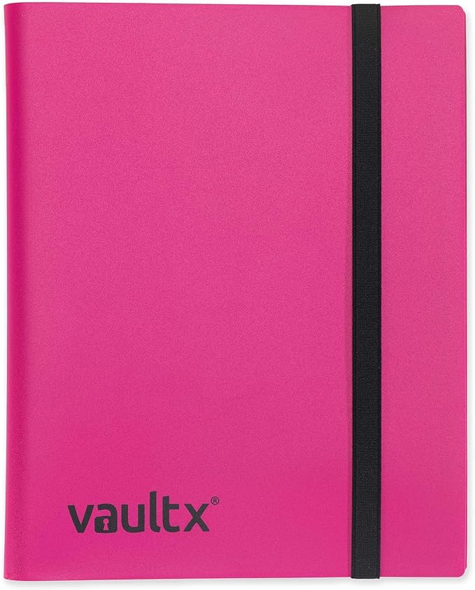 Vault X 9 Pocket Standard Strap Binder, Holds 360 Trading Cards in 20 Side-Loading Pages (Pink)