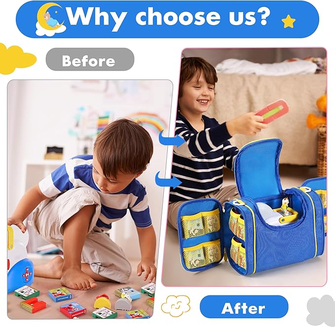 Carrying Case Compatible with Little Tikes Story Dream Machine Books Starter Set and Character, Portable Storage Carrier Bag for Travel and Home Storage (Blue)