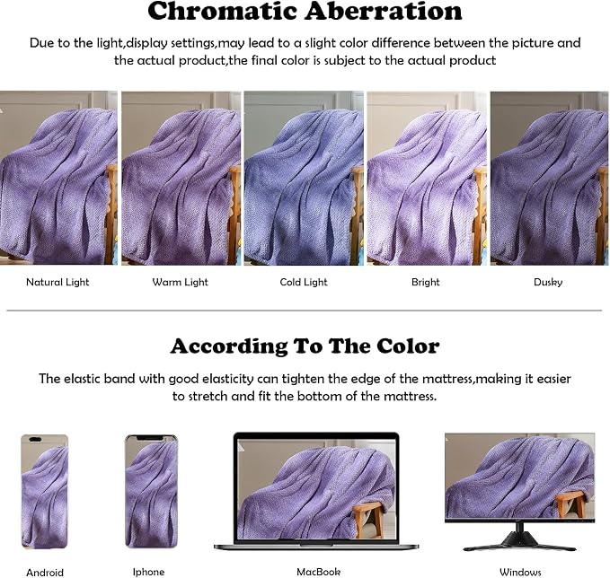 NEWCOSPLAY Fleece Leaves Pattern Queen Blanket, Lavender, 90"x90" | Super Soft Throw Blanket, Lightweight Cozy Bed Sofa Blanket, Premium Silky Flannel Fleece, Travel Blanket for All Season Use