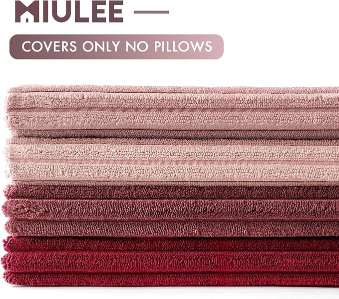 MIULEE Soft Corduroy Decorative Throw Pillow Covers Pink Series 20x20 | Set of 4, Shabby Chic Romantic Decor, Warm Red Pink Palette, Boho Farmhouse Cushion Covers for Couch Bed Sofa Living Room
