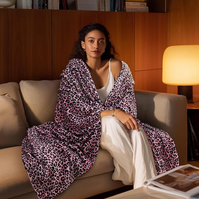 BEDELITE Fleece Blanket Soft Plush Throw for Couch Pink Leopard 50"x60" | Ultra Soft Fleece, Plush Microfiber, Lightweight Warmth, All Season Comfort, Leopard Decor, Machine Washable, Couch Sofa Bed