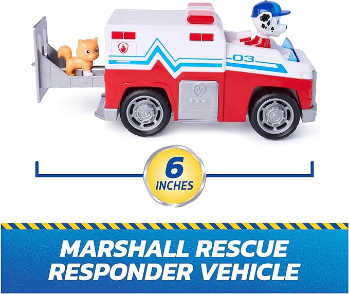 Paw Patrol: Search & Rescue, Marshall Rescue Responder Vehicle with 2 Figures, Toy Truck with Pull-Back Action, Kids Toys for Boys & Girls Ages 3+