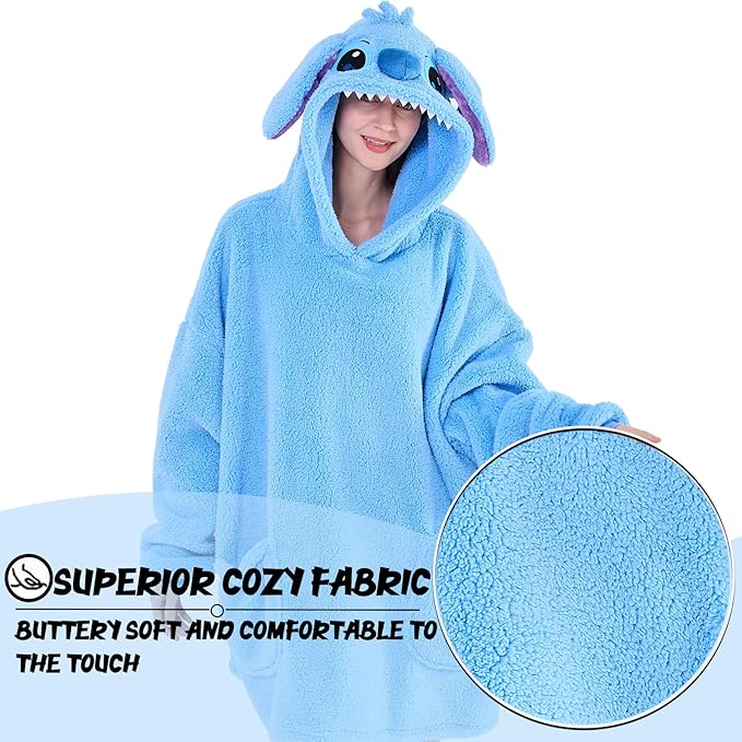 NEWCOSPLAY Wearable Blanket Hoodie Sherpa Hoodie Blanket for Women Men Warm Oversized Sweatshirt with Pockets