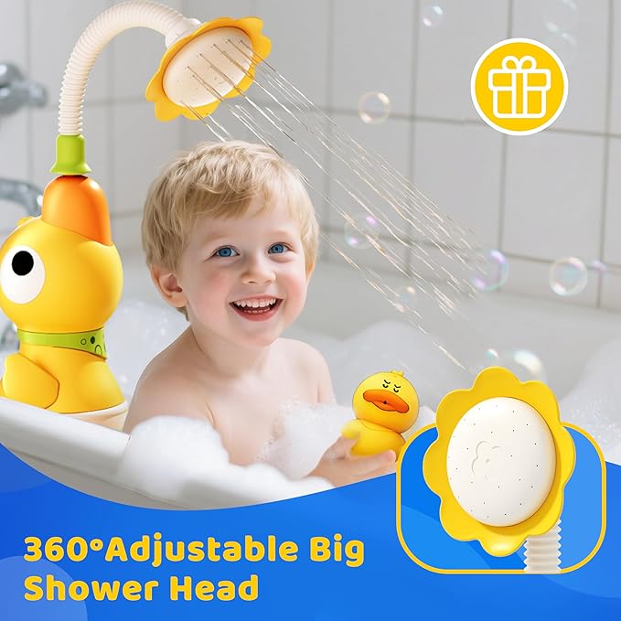 Baby Bath Toys, Baby Bath Shower Head for Bathtub with 4 Adjustable Sprayer, Control The Flow Rinser Babies with 3 Squirting Ducks for Newborns, Toddlers Kids in Bathtub Sink