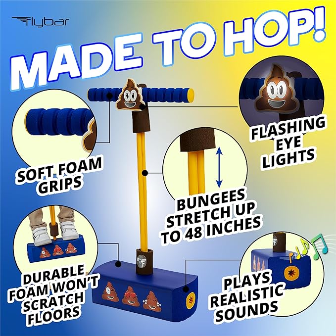 Flybar My First Foam Pogo Jumper for Kids Fun and Safe Pogo Stick for Toddlers, Durable Foam and Bungee Jumper for Ages 3 and up, Supports up to 250lbs