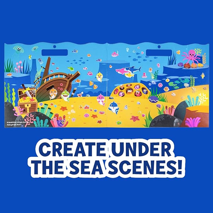 Baby Shark Sticker Play Set - 100 Reusable Puffy Stickers – Baby Shark Sticker Bundle for Kids Ages 3 and Up