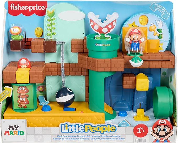 Fisher-Price Little People Toddler Toy My Mario Adventure Playset with Music Sounds & Figures, Preschool Kids Ages 18+ Months