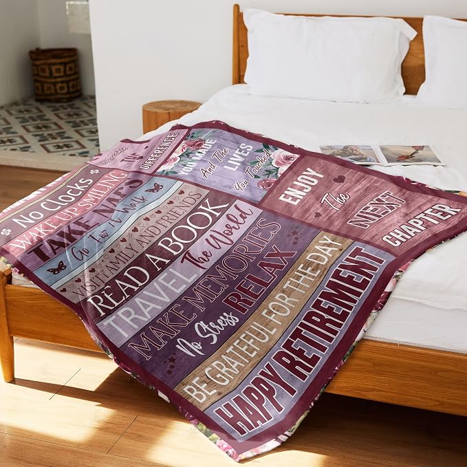 Retirement Gift for Woman, Best Retired Gifts for Women/Men 2026, Retire Gift Ideas, Funny Presents for Retirement Coworker/Teacher/Nurse/Mom, Soft Blanket 60x50in