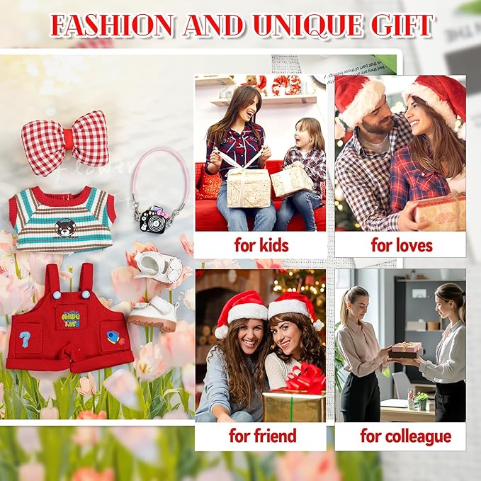 17cm Doll Clothes Set-6 Pcs Outfit Set -Cool Style Accessories for 17cm Dolls Clothing-Sweater+Cool Overalls+Small Camera+Shoes (NO Doll)