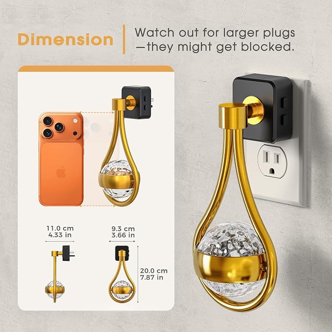 RGB Night Lights Plug into Wall, Color Changing Nightlight | Dusk to Dawn Sensor, 330° Rotating Night Light with Waterdrop Design, for Bedroom, Hallway, Living Room, Home Decor, 2 Pack